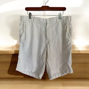 J. McLaughlin Men's White Linen‎ Casual Flat Front Shorts Size 34